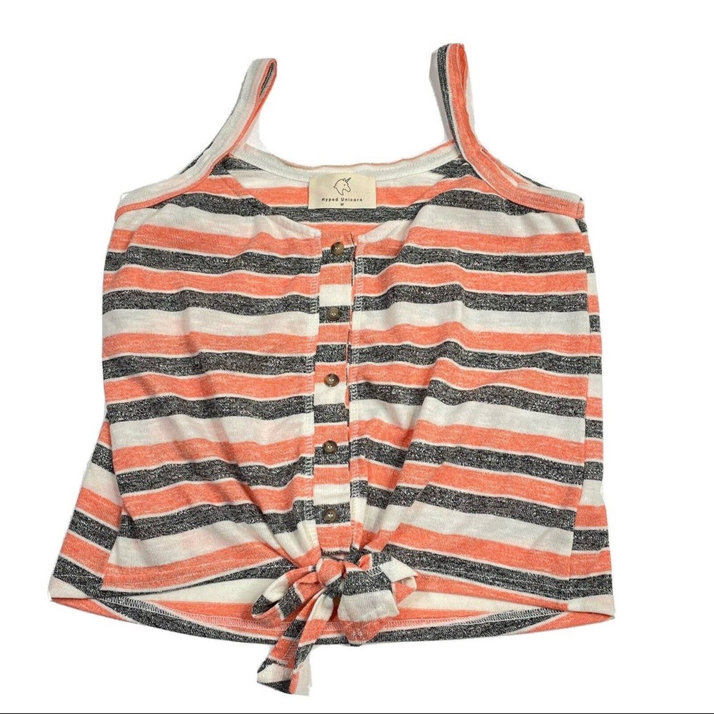 Hyped Unicorn Striped Button Down Crop Tank